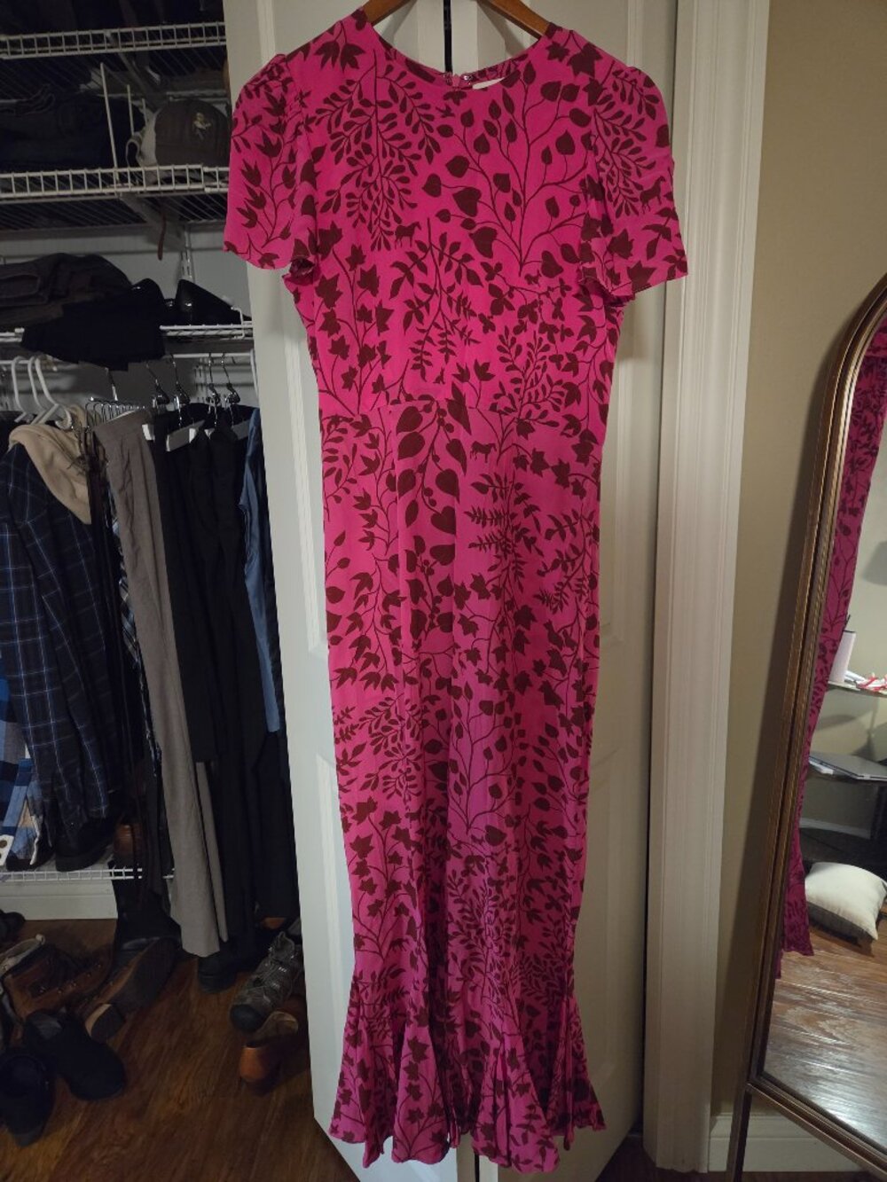 RHODE Arabella Dress — Size 2 — Magenta/Burgundy Print